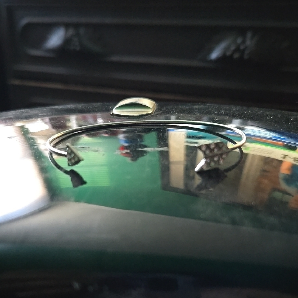 Silver Cuff Bracelet with Green Stone